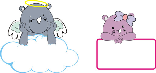 rhino kid girl angel copy space cloud set