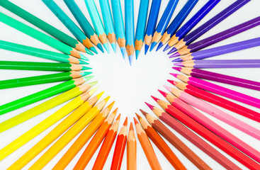 Colour pencils in heart sign