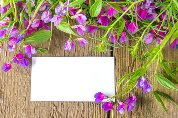 Blank card with flowers
