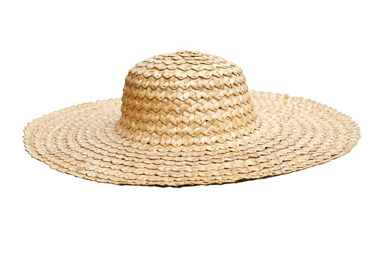 Straw hat side view isolated on white
