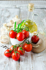 Fresh tomatoes with mushrooms and spices