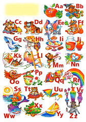 ABC with funny animals and objects