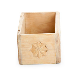 decorative wooden box, isolated on white background