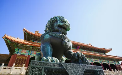 Wandcirkels plexiglas bronze lion in the Forbidden City © robinimages
