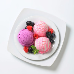 Ice cream with fresh berries