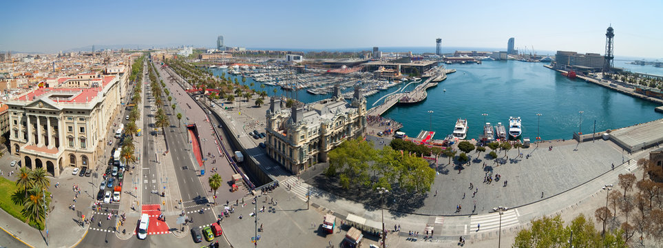 Panorama view of Barcelona port