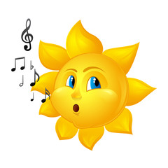 cartoon sun blowing notes
