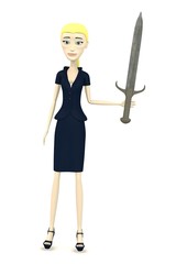 3d render of cartoon character with sword