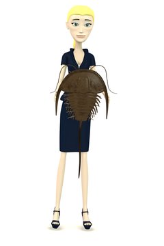 3d render of cartoon charcter with trilobite