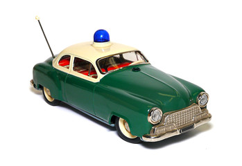 antikes Polizeiauto, Spielzeug, Blechauto