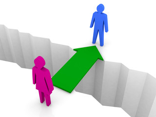 Bridge from woman to man through separation crack.