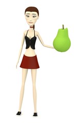 3d render of cartoon character with pear