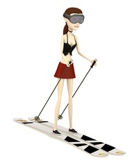 3d render of cartoon character on ski
