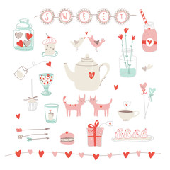 Cute vector valentines set of love and sweets - 52826789