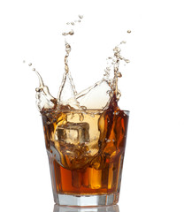 whisky splash isolated on a white background