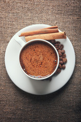 white coffee cup on background