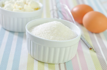 cottage, sugar and eggs