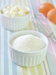 cottage, sugar and eggs