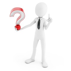 3d man with red question mark