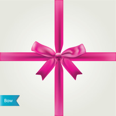 Glamour pink bow isolated. Vector illustration.