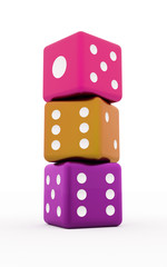 Three dices isolated and rendered