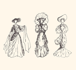 Ladies in vintage dresses