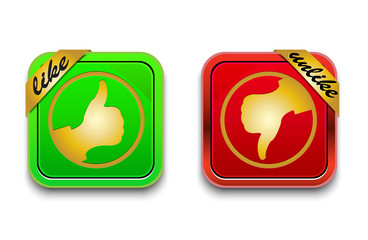 Thumb Up Button in Color and Ribbon