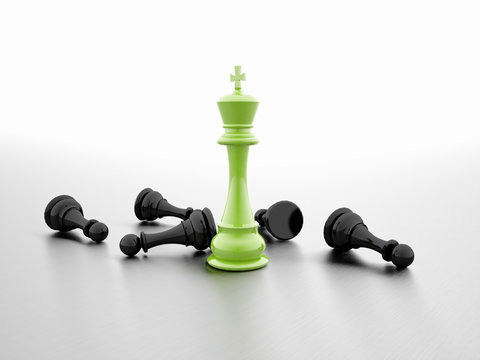 Chess figure rendered green