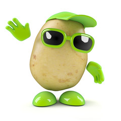 3d Potato waves a cheerful hello