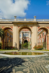 Genoa, Italy - Royal Palace portal and facade from the garden