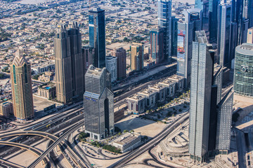 Fototapeta na wymiar Dubai downtown. East, United Arab Emirates architecture. Aerial