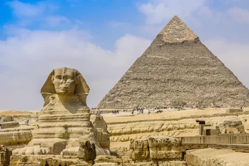 Foto op Aluminium Sfinx en de Grote Piramide in Egypte © Sergii Figurnyi