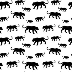 Tiger silhouette seamless pattern