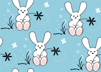 white rabbit seamless background