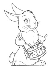 hare playing drum vector illustration isolated on white