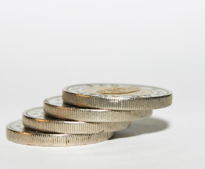 Coins on white