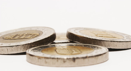 Coins on white