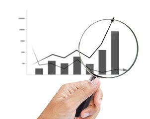 magnifying glass zoom on a business chart