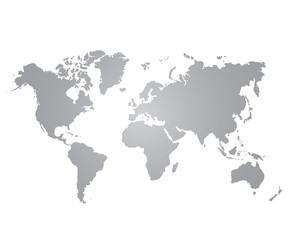Fototapeta na wymiar gray world map on white background