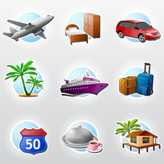 Set of vector icons for travel, tourism and vacation
