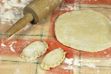 raw homemade polnische pierogi  dumplings of unleavened dough