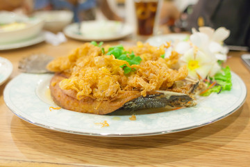 Fried fish with omelet