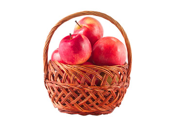 Image of sweet red fruit ripe apples in the basket