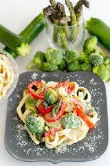 pasta primavera high angle