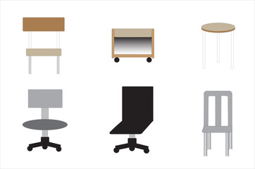 Several shapes and sizes of chair