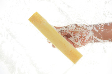 Window cleaner using a sponge