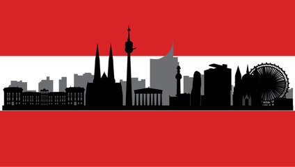 Fototapeta premium vienna skyline with flag