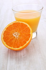 Juice glass and orange fruit