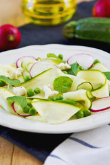 Zucchini with Pea and Feta salad
