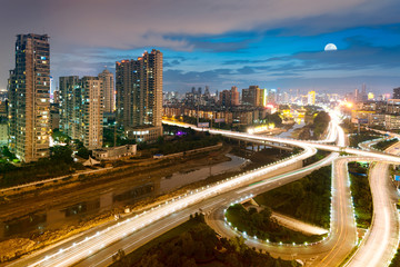 Fototapeta na wymiar Modern city, a busy overpass